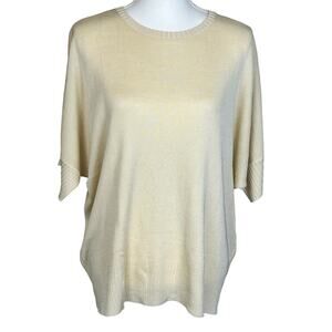 GISPA Light Sweater Women Size 14 Yellow Italian Made Knit Dolman Minimalist Top
